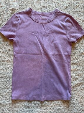 American Eagle Outfitters Lavender Ribbed Short Sleeve Tee